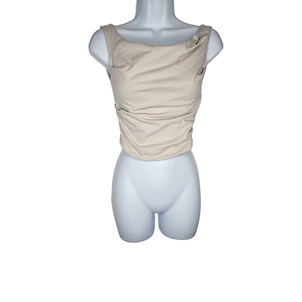 ZARA Cropped Tank Top Beige Minimalist Fitted Stretch Y2K XS